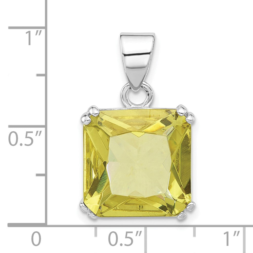 Sterlingsilber Poliert Licht Grün Zirkonia Quadratisch Anhänger