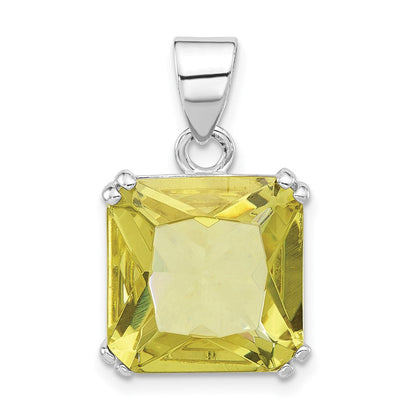 Sterlingsilber Poliert Licht Grün Zirkonia Quadratisch Anhänger
