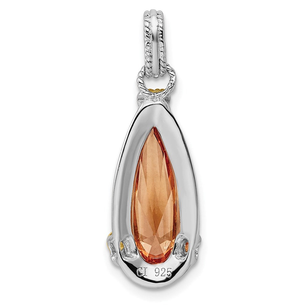 Sterlingsilber & Vermeil Rhodiniert Champagne Zirkonia Anhänger