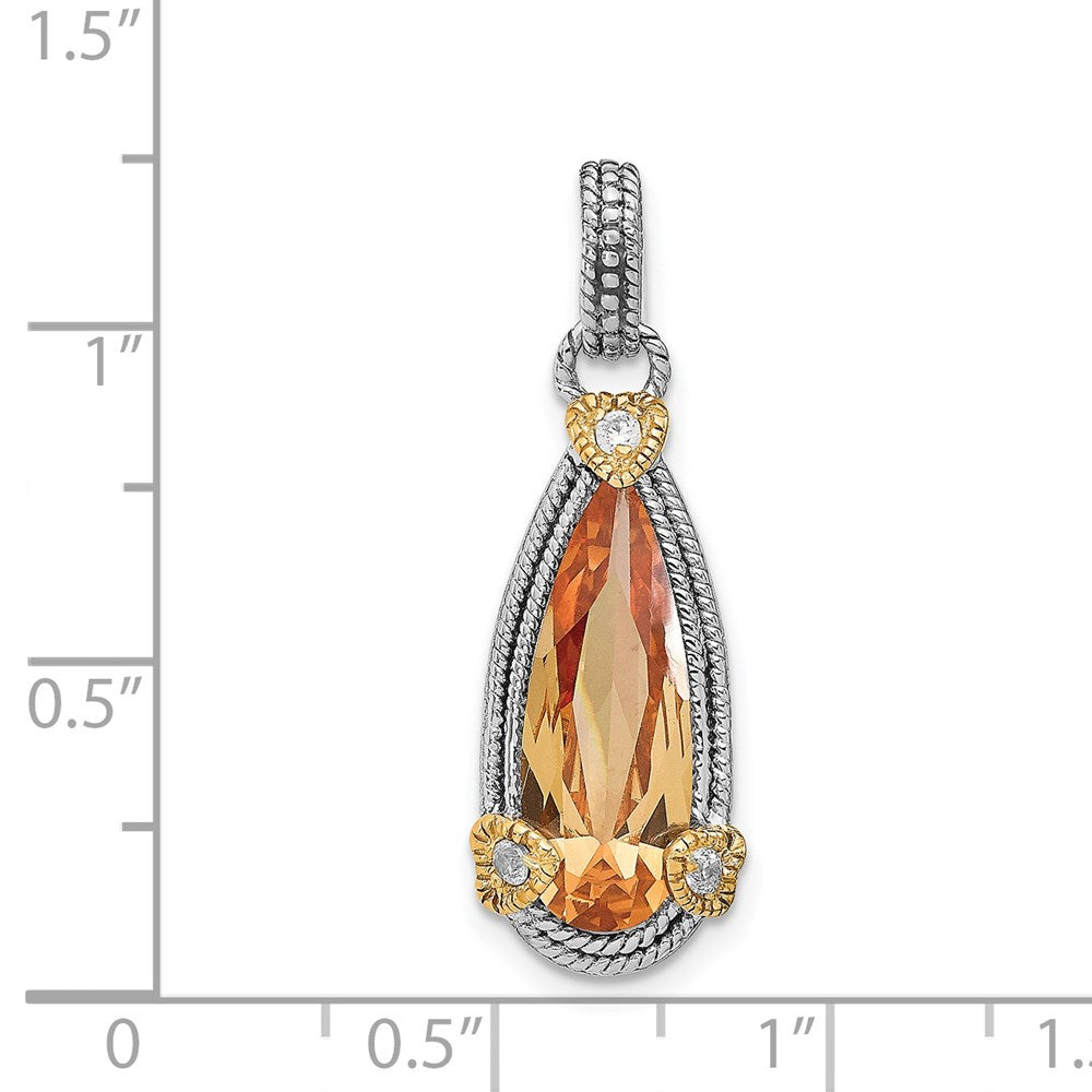 Sterlingsilber & Vermeil Rhodiniert Champagne Zirkonia Anhänger