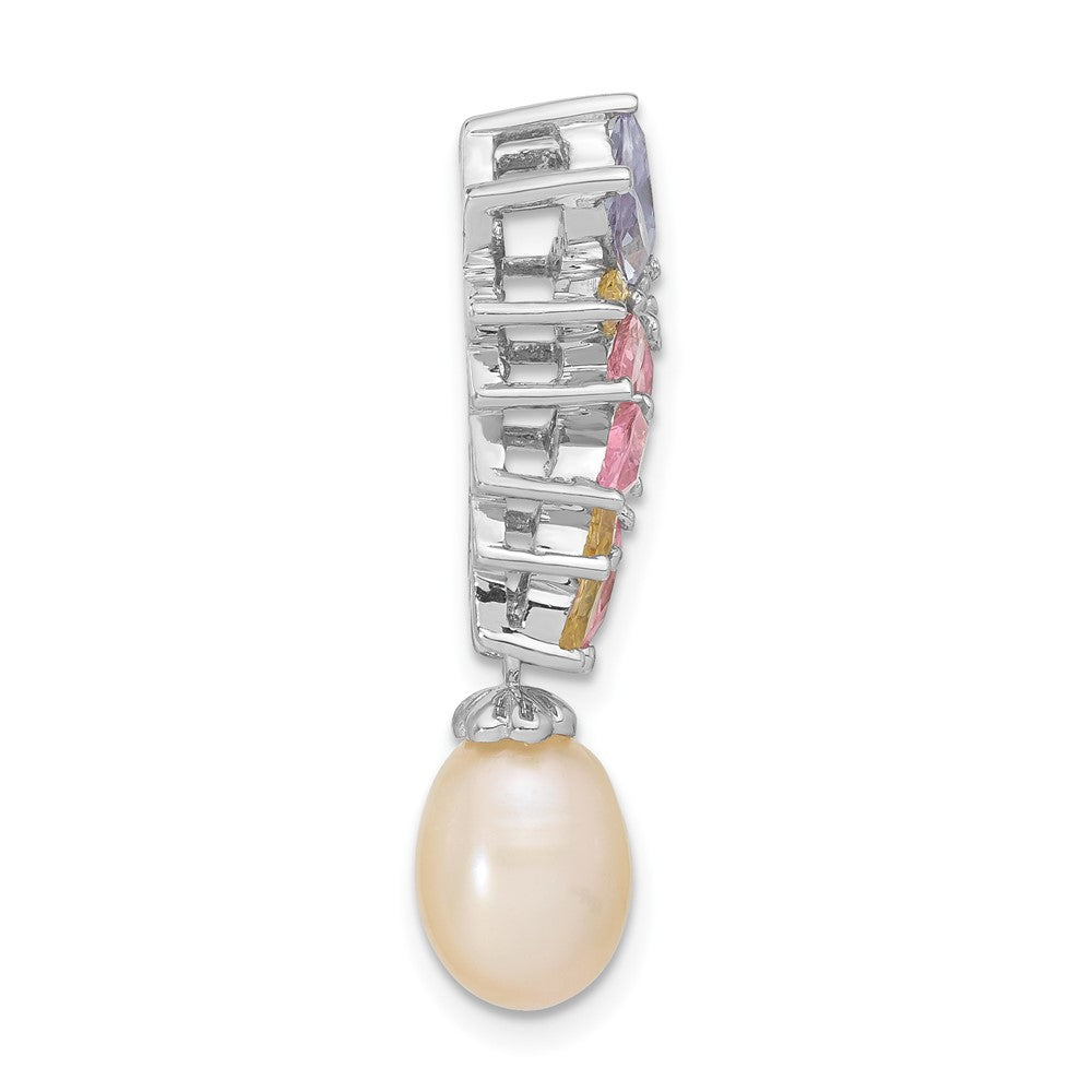 Sterlingsilber Fantasie Synthetisch Perle und Zirkonia Kette Anhänger