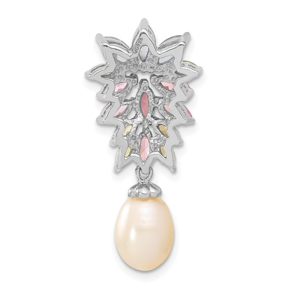 Sterlingsilber Fantasie Synthetisch Perle und Zirkonia Kette Anhänger