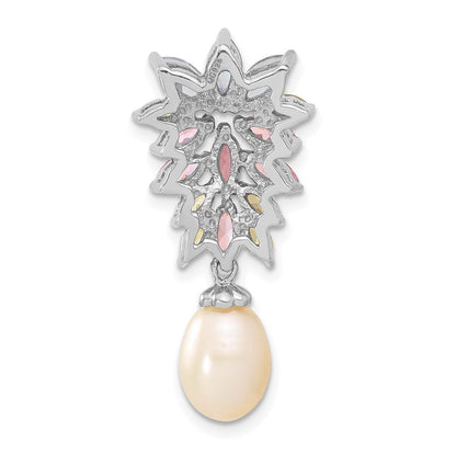 Sterlingsilber Fantasie Synthetisch Perle und Zirkonia Kette Anhänger