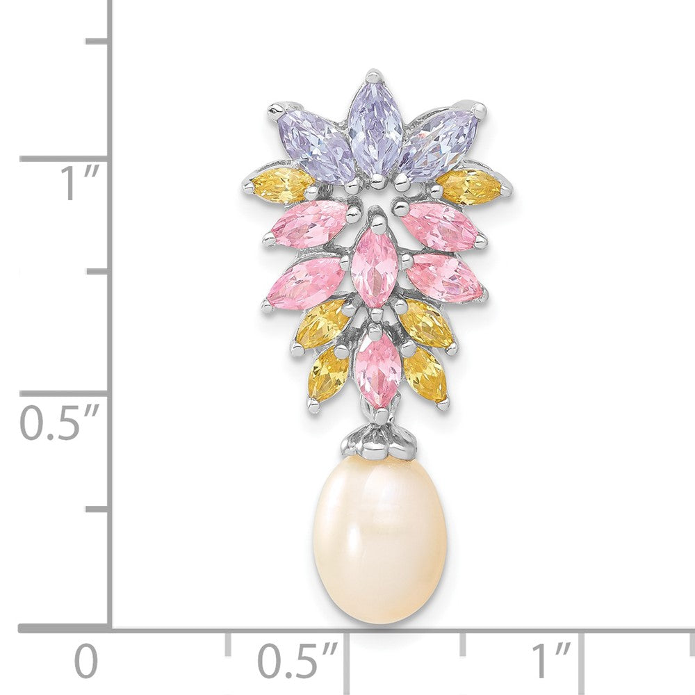 Sterlingsilber Fantasie Synthetisch Perle und Zirkonia Kette Anhänger