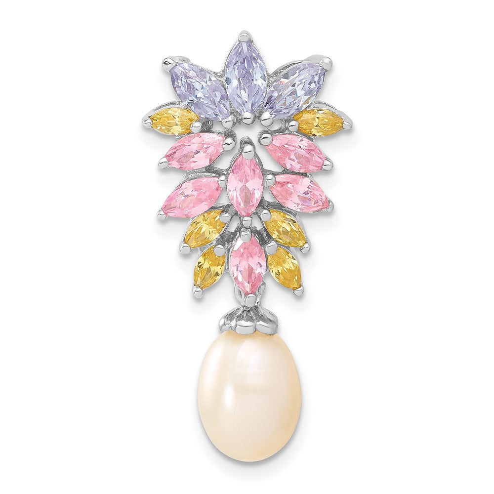 Sterlingsilber Fantasie Synthetisch Perle und Zirkonia Kette Anhänger