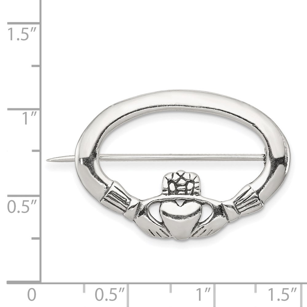 Sterlingsilber Antikisiert Claddagh Brosche