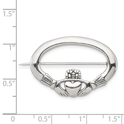 Sterlingsilber Antikisiert Claddagh Brosche