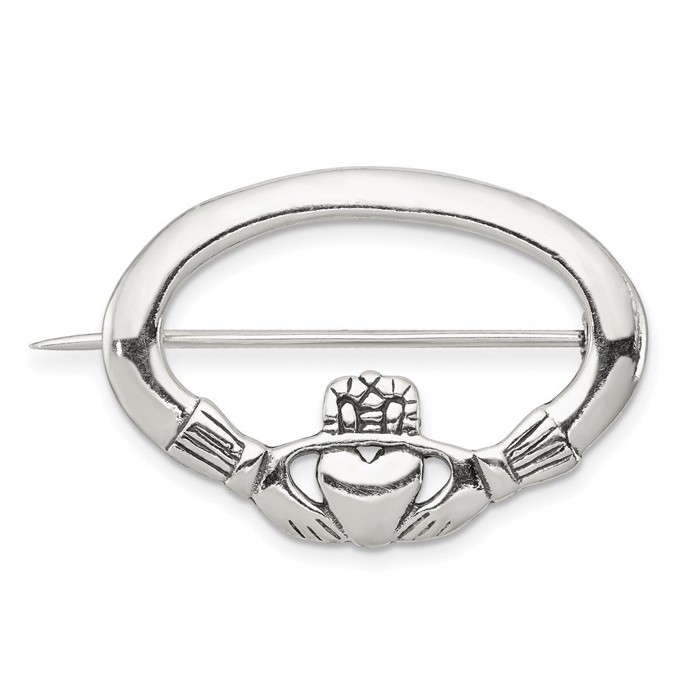 Sterlingsilber Antikisiert Claddagh Brosche