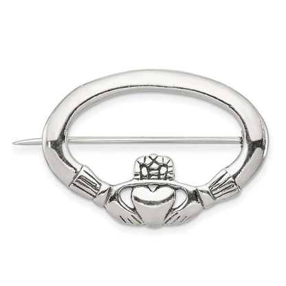 Sterlingsilber Antikisiert Claddagh Brosche