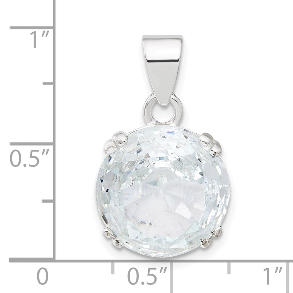 Sterlingsilber Rund Klar Zirkonia Anhänger