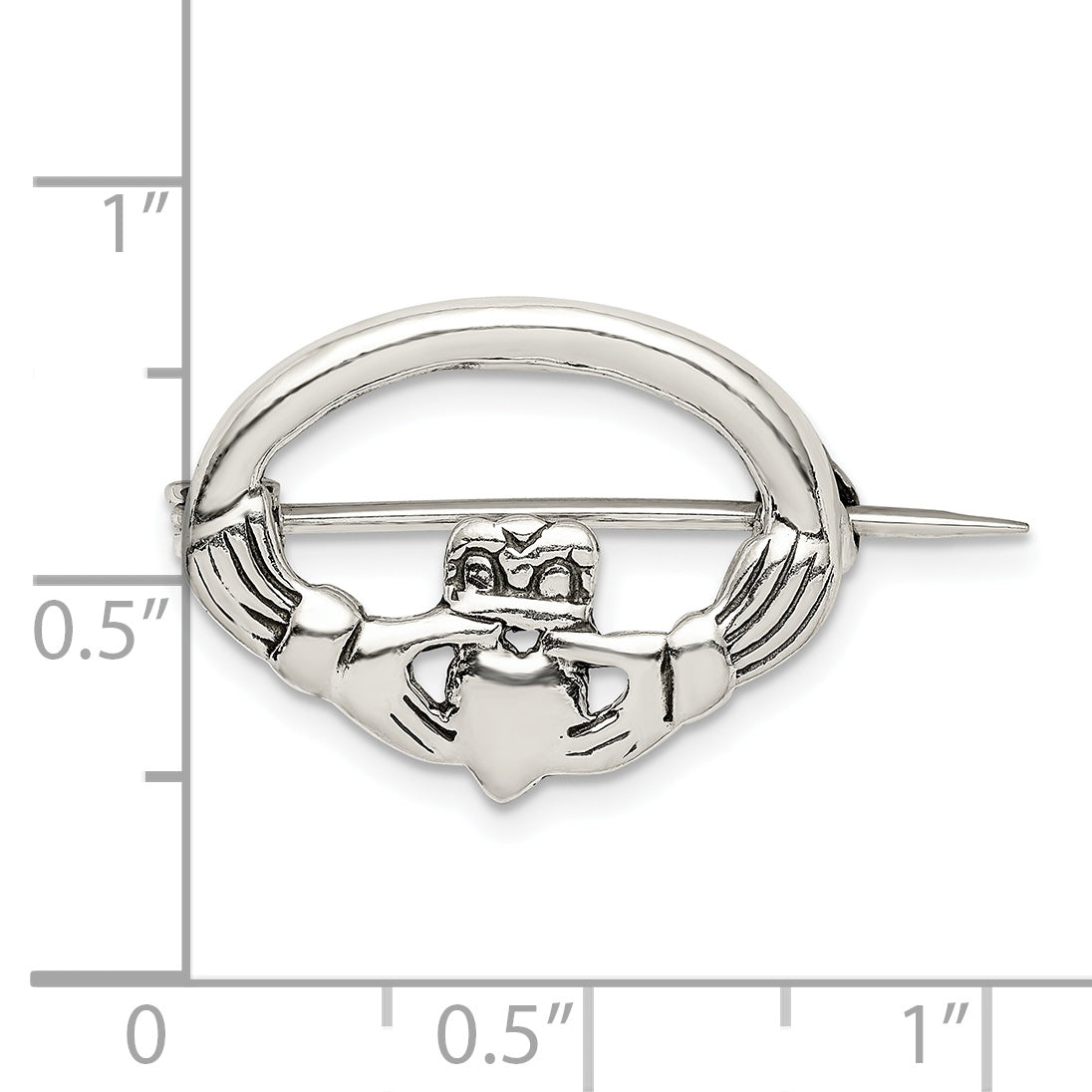 Sterlingsilber Antikisiert Claddagh Brosche