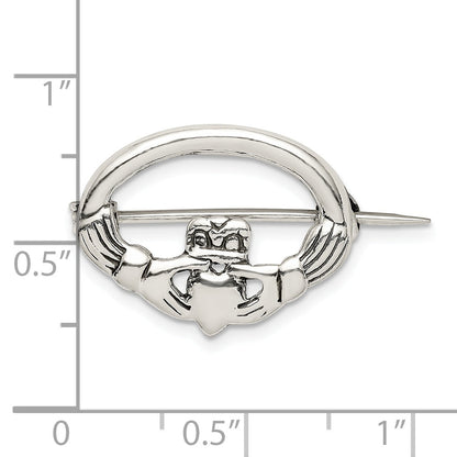 Sterlingsilber Antikisiert Claddagh Brosche