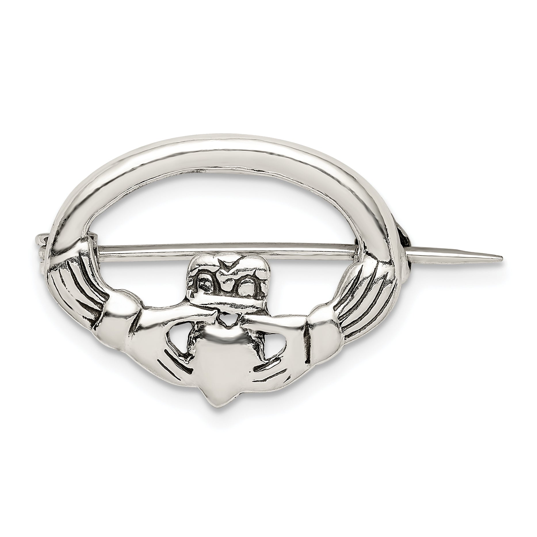 Sterlingsilber Antikisiert Claddagh Brosche