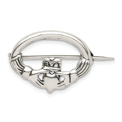 Sterlingsilber Antikisiert Claddagh Brosche