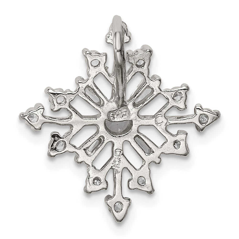 Sterlingsilber Rhodiniert Zirkonia Schneeflocke Anhänger