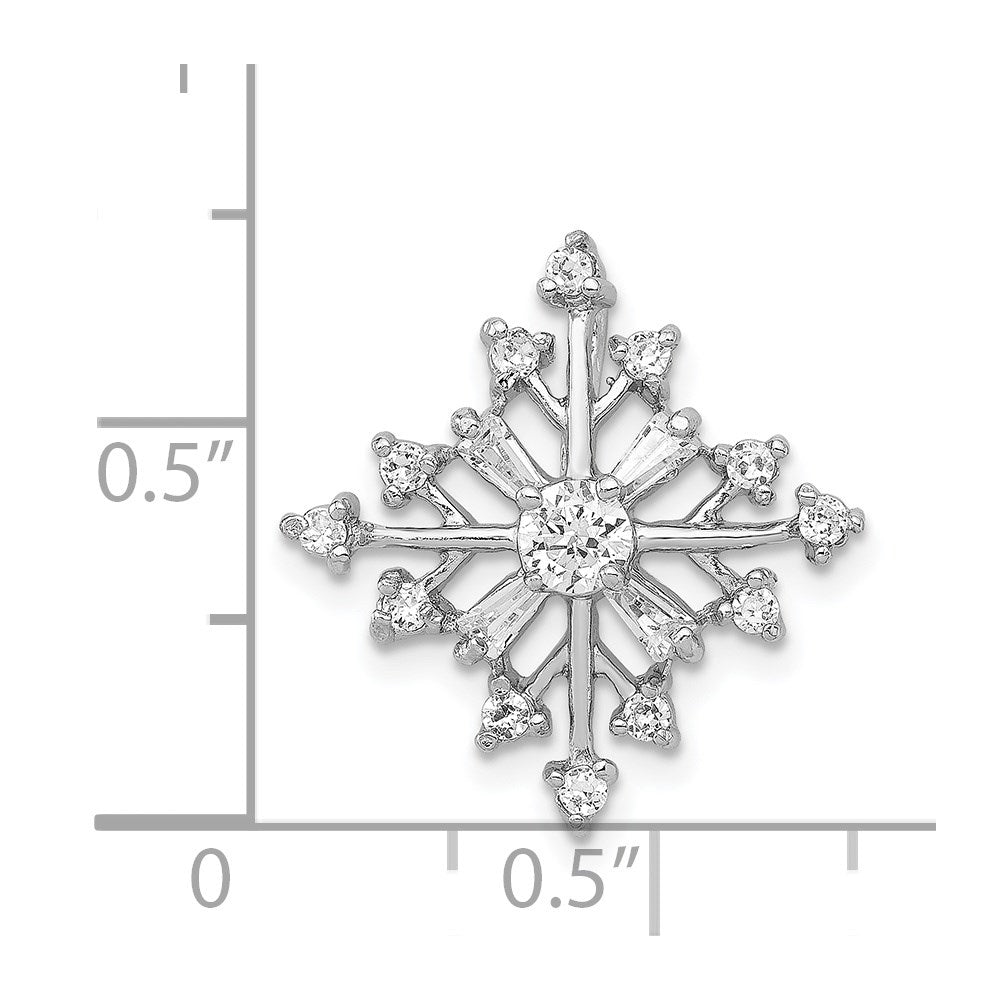 Sterlingsilber Rhodiniert Zirkonia Schneeflocke Anhänger