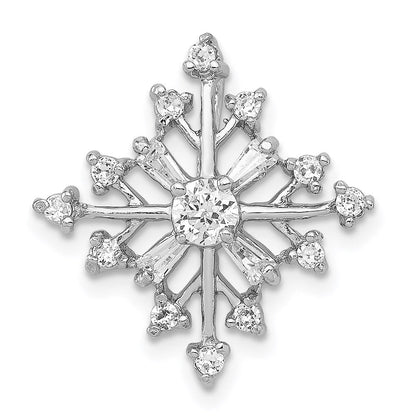 Sterlingsilber Rhodiniert Zirkonia Schneeflocke Anhänger