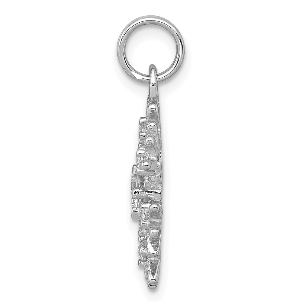 Sterlingsilber Rhodiniert Zirkonia Schneeflocke Charm