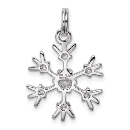 Sterlingsilber Rhodiniert Zirkonia Schneeflocke Charm