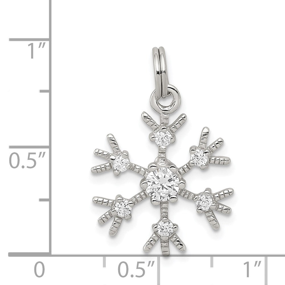 Sterlingsilber Rhodiniert Zirkonia Schneeflocke Charm