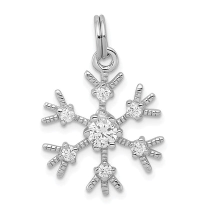 Sterlingsilber Rhodiniert Zirkonia Schneeflocke Charm