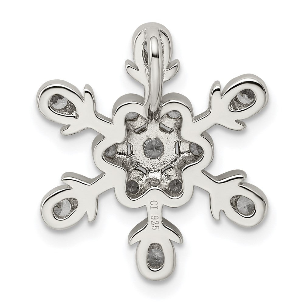 Sterlingsilber Rhodiniert Zirkonia Schneeflocke Kette Anhänger
