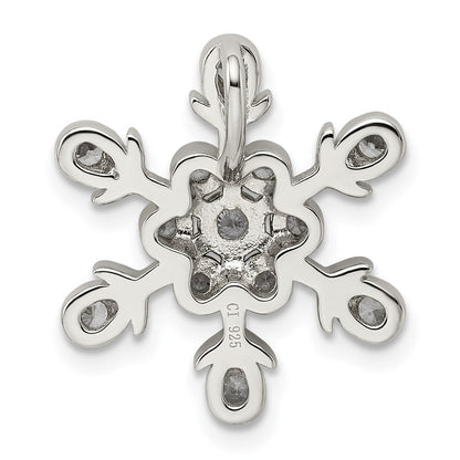 Sterlingsilber Rhodiniert Zirkonia Schneeflocke Kette Anhänger