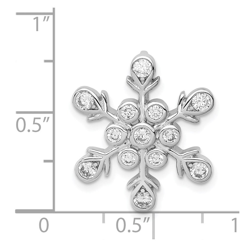 Sterlingsilber Rhodiniert Zirkonia Schneeflocke Kette Anhänger