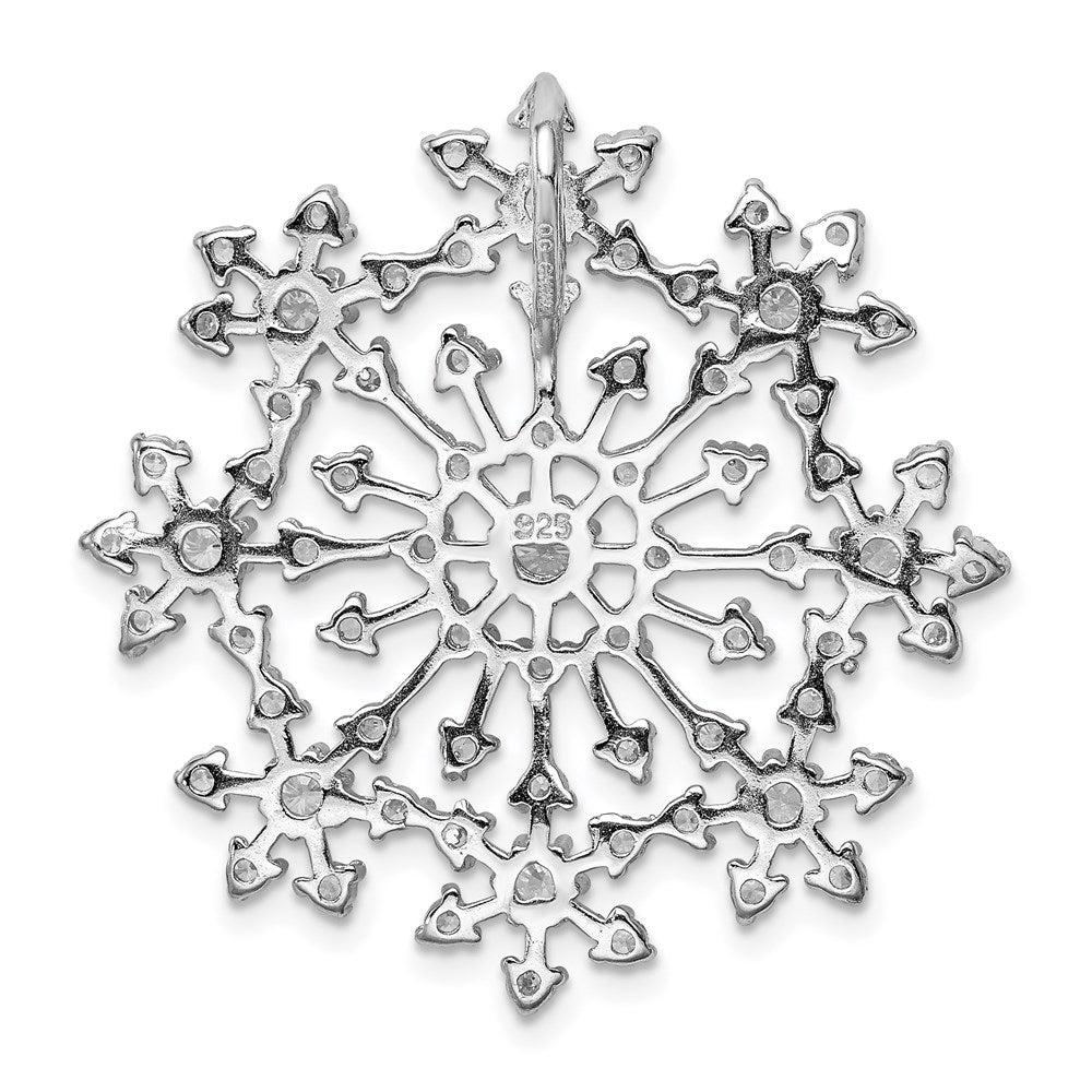 Sterlingsilber Rhodiniert Zirkonia Starburst Schneeflocke Anhänger