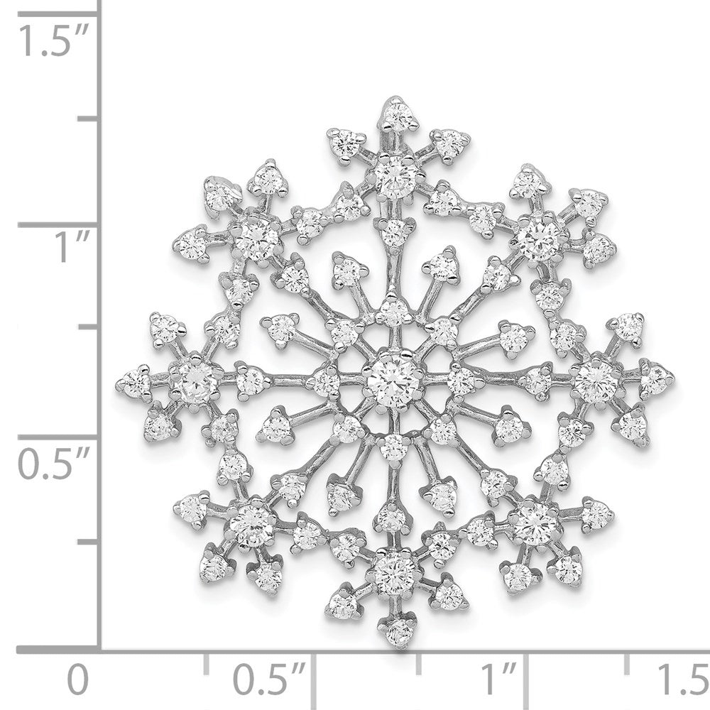 Sterlingsilber Rhodiniert Zirkonia Starburst Schneeflocke Anhänger