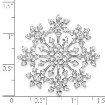 Sterlingsilber Rhodiniert Zirkonia Starburst Schneeflocke Anhänger