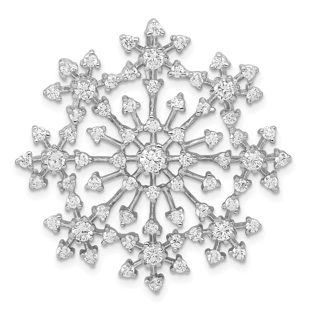 Sterlingsilber Rhodiniert Zirkonia Starburst Schneeflocke Anhänger