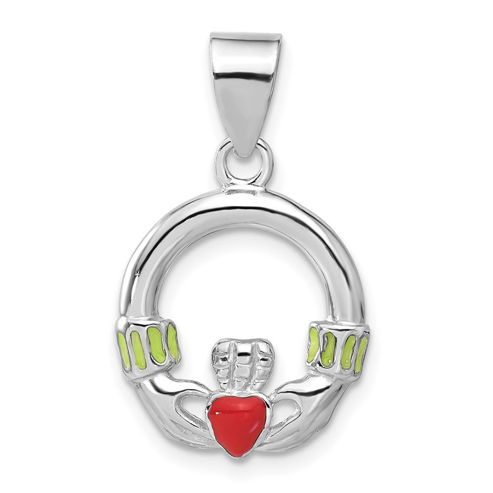 Sterlingsilber Emailliert Claddagh Anhänger
