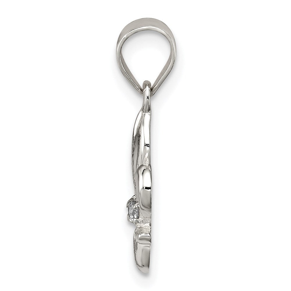 Sterlingsilber Rhodiniert Zirkonia Fleur De Lis Anhänger