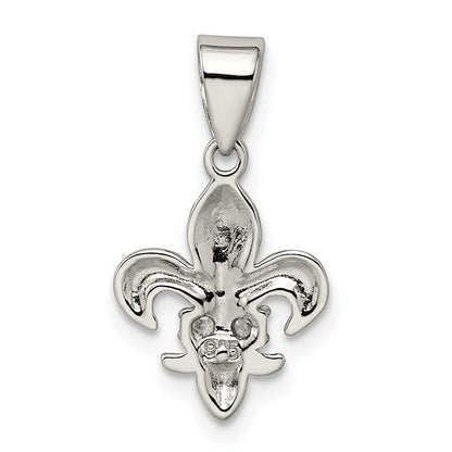 Sterlingsilber Rhodiniert Zirkonia Fleur De Lis Anhänger
