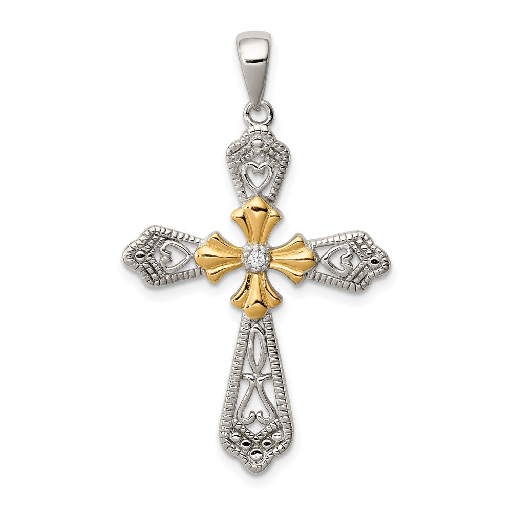Sterlingsilber Vermeil Zirkonia Kreuz Anhänger