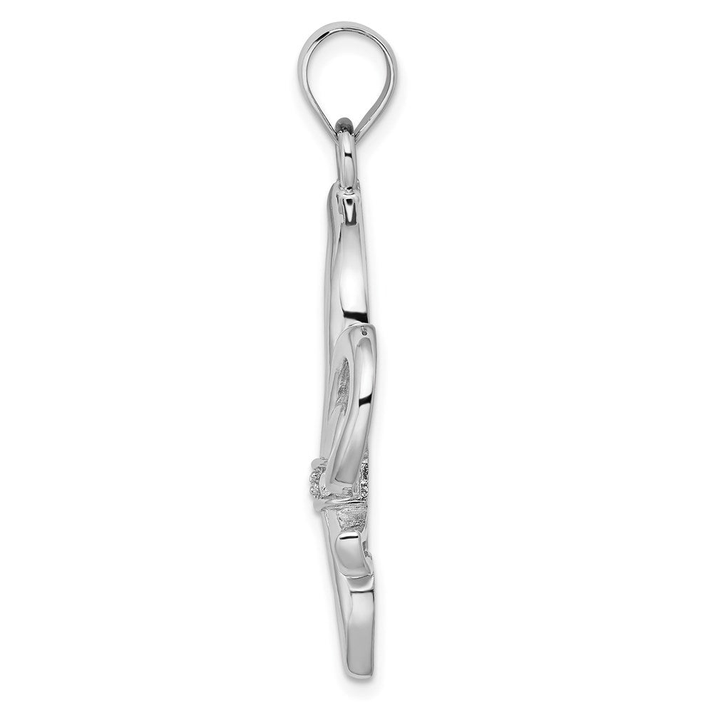 Sterlingsilber Rhodium-platedcz Fleur De Lis Anhänger