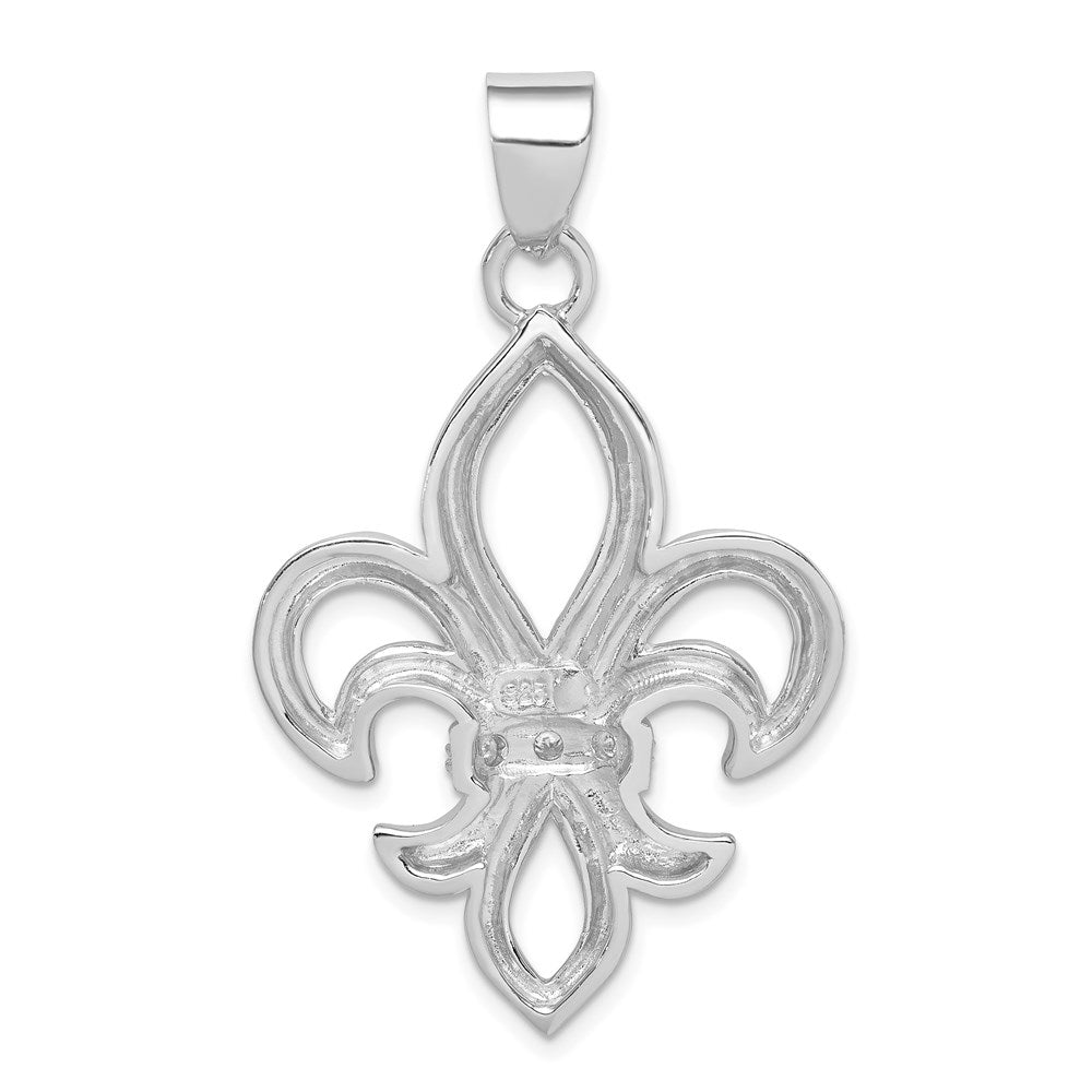 Sterlingsilber Rhodium-platedcz Fleur De Lis Anhänger