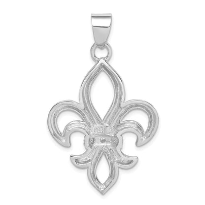 Sterlingsilber Rhodium-platedcz Fleur De Lis Anhänger