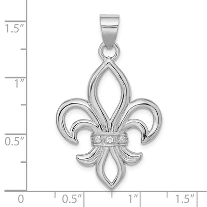 Sterlingsilber Rhodium-platedcz Fleur De Lis Anhänger