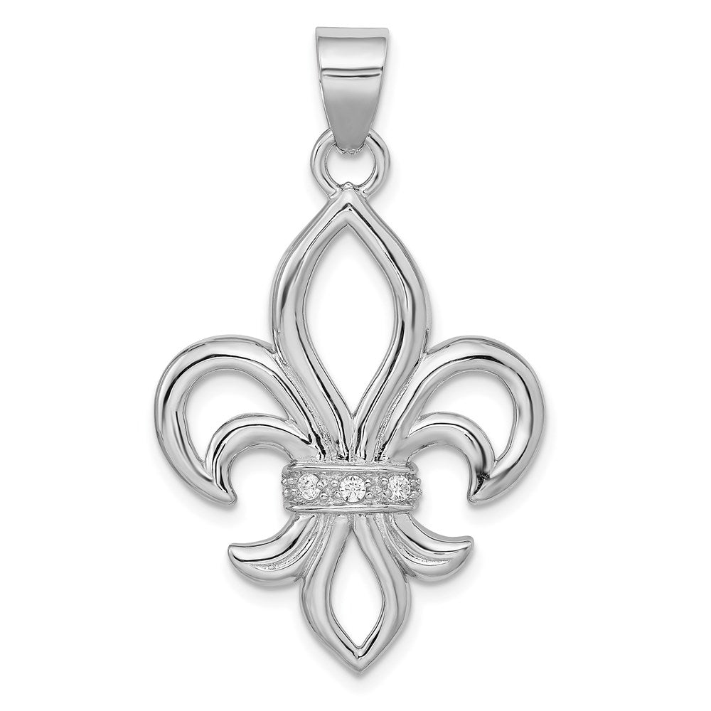 Sterlingsilber Rhodium-platedcz Fleur De Lis Anhänger