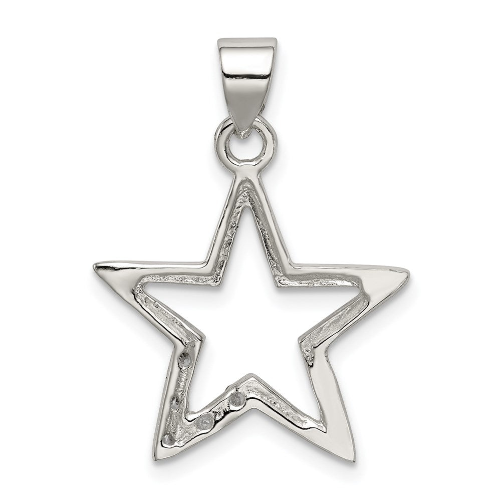 Sterlingsilber Rhodiniert Zirkonia Stern Anhänger