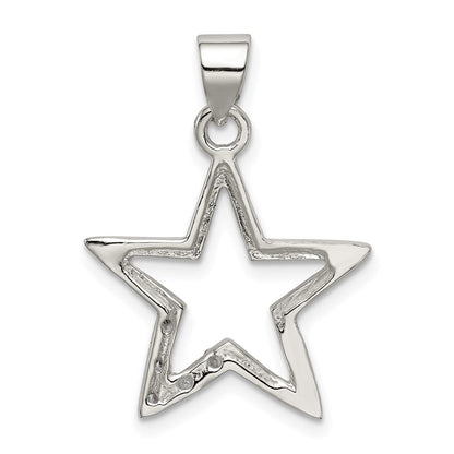 Sterlingsilber Rhodiniert Zirkonia Stern Anhänger
