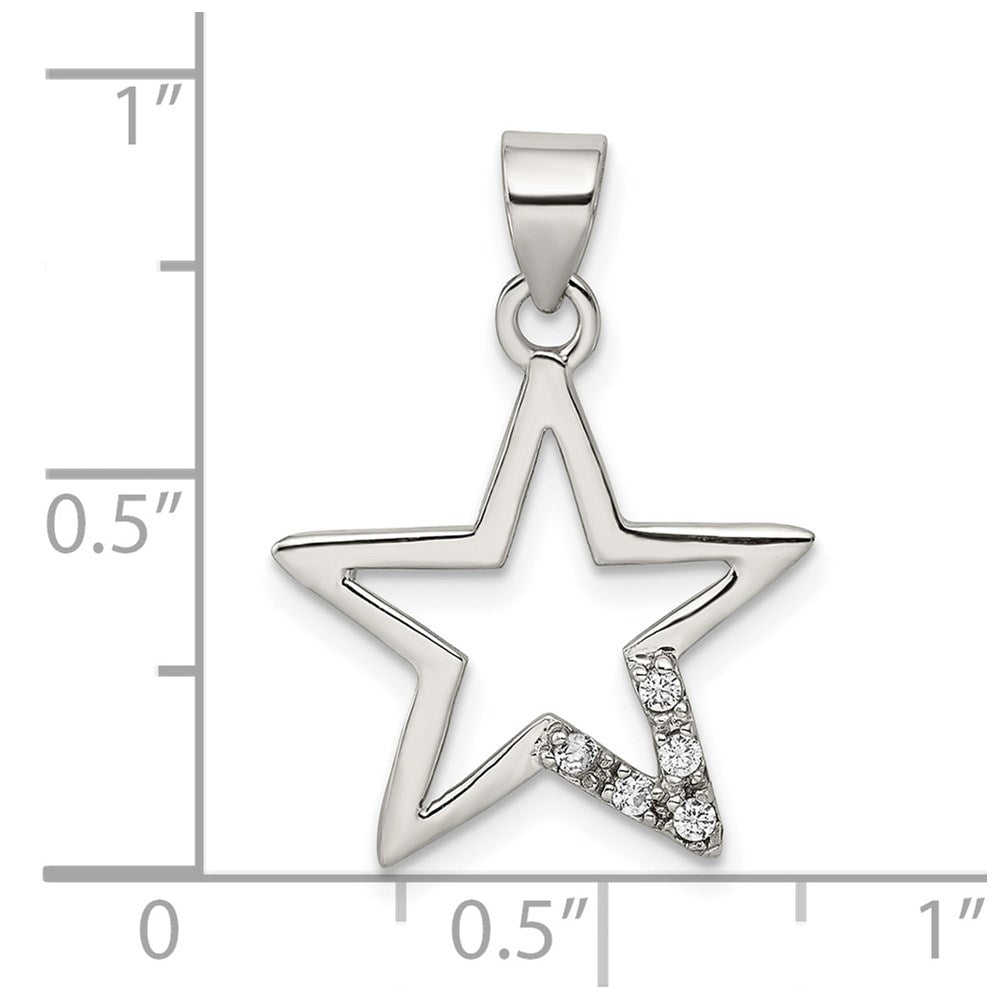 Sterlingsilber Rhodiniert Zirkonia Stern Anhänger