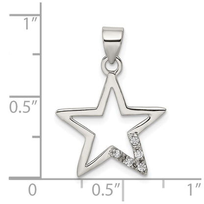 Sterlingsilber Rhodiniert Zirkonia Stern Anhänger