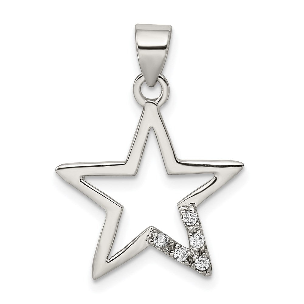 Sterlingsilber Rhodiniert Zirkonia Stern Anhänger