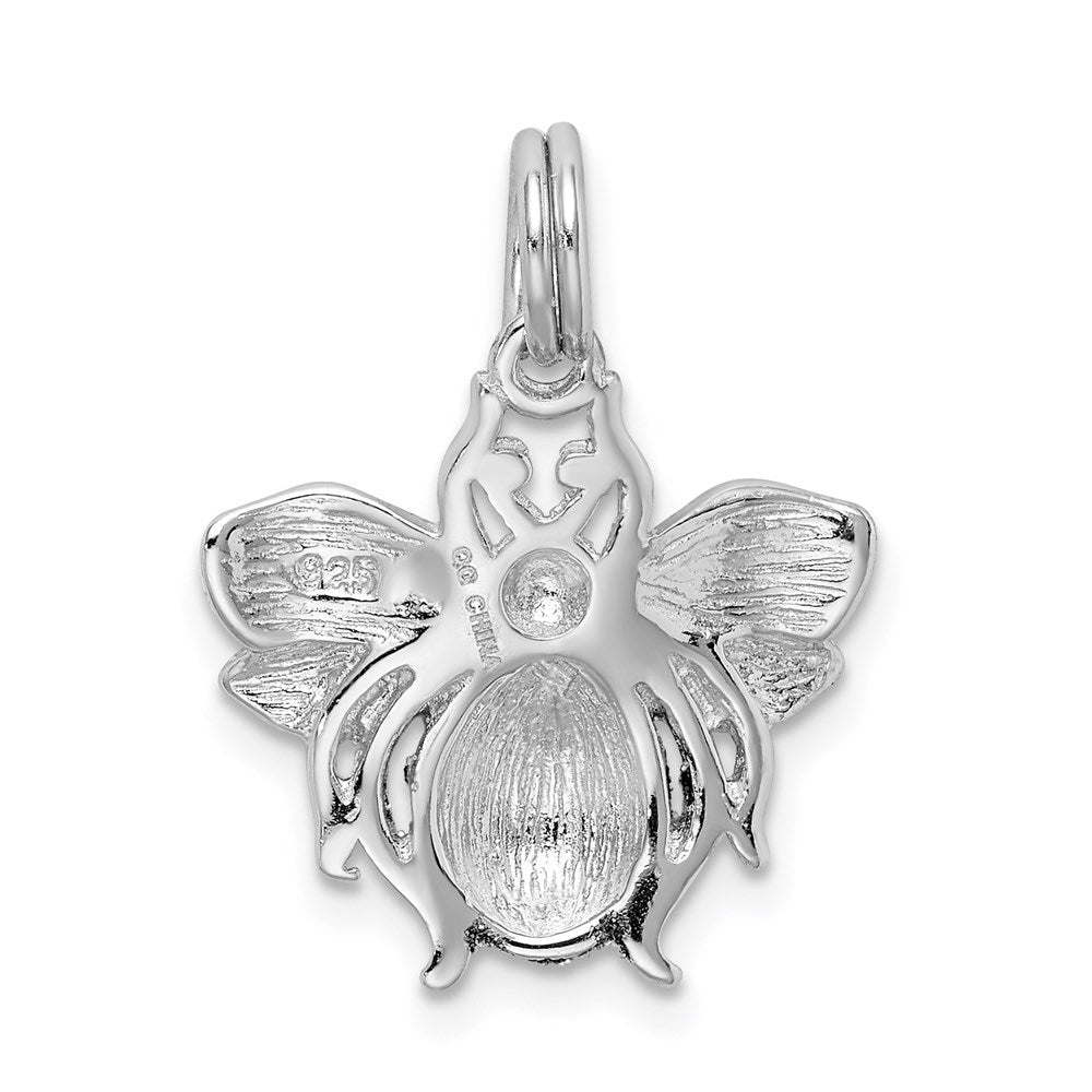 Sterlingsilber Rhodium-platedgreen & Gelb Emaille Biene Charm