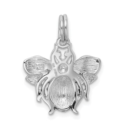 Sterlingsilber Rhodium-platedgreen & Gelb Emaille Biene Charm