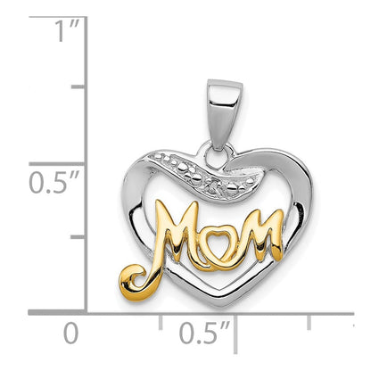 Diamant-Anhänger "Mom" aus vergoldetem Sterlingsilber