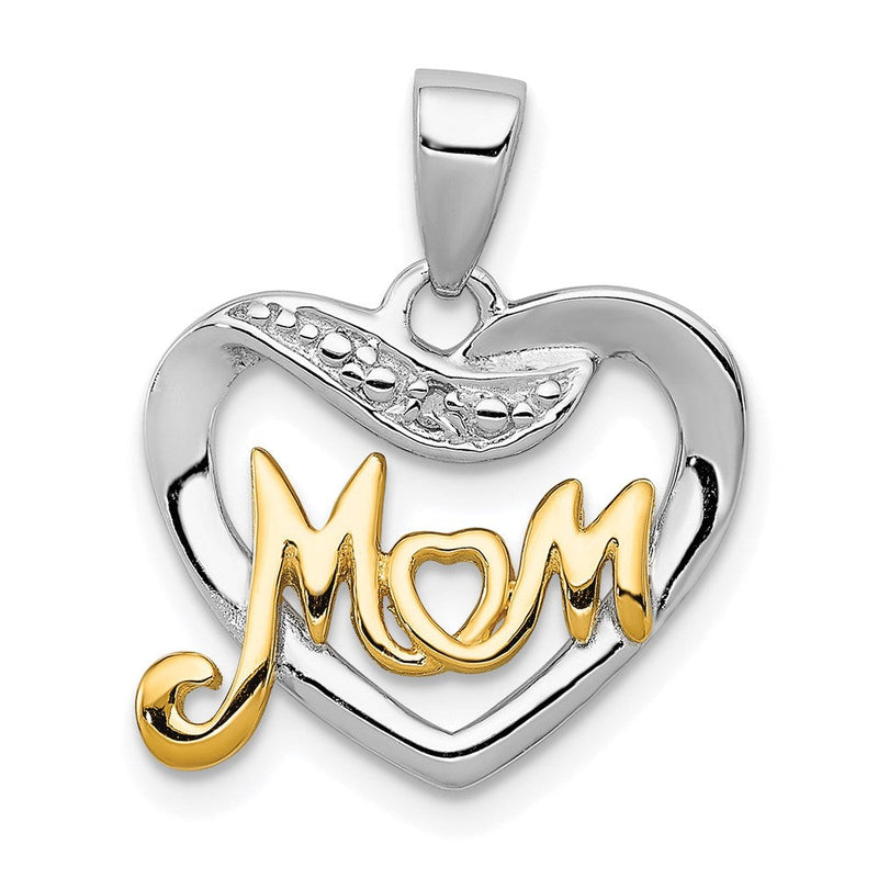 Diamant-Anhänger "Mom" aus vergoldetem Sterlingsilber